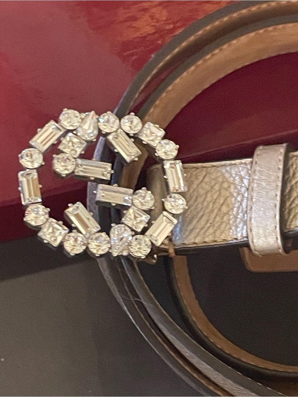 GUCCI~354381Crystal Embellished Interlocking G Leather Belt - Picture 9 of 10
